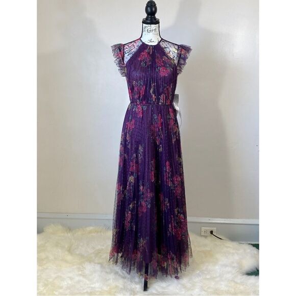 Mac Duggal Ieena Cap Sleeve Floral A-Line Dress size 2 - Picture 4 of 13